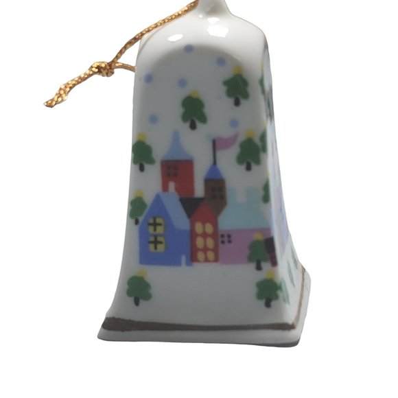 Vintage Bell Ceramic 1" x 2"Ceramic LVC Christmas Village Square Ornament Trees - Picture 4 of 6
